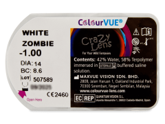Blanco White Zombie lentillas ColourVUE Crazy Lens Graduadas (2 lentillas)