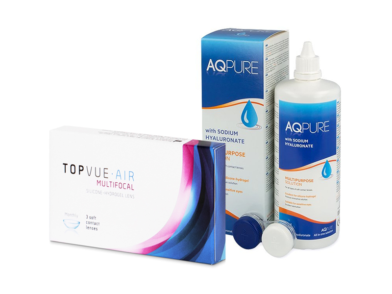 TopVue Air Multifocal (3 lentillas) + Líquido AQ Pure 360 ml