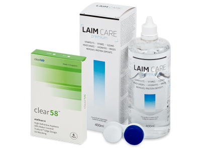 Clear 58 (6 lentillas) + Líquido Laim-Care 400 ml