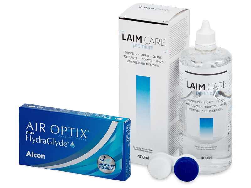Air Optix plus HydraGlyde (3 lentillas) + Líquido Laim-Care 400 ml
