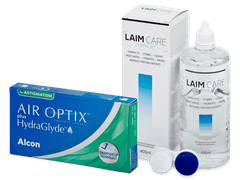 Air Optix plus HydraGlyde for Astigmatism (3 lentillas) + Líquido Laim Care 400 ml