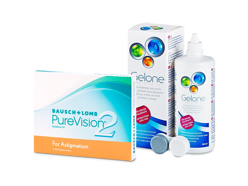 PureVision 2 for Astigmatism (3 lentillas) + Líquido Gelone 360 ml
