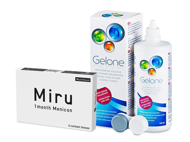 Miru 1 Month Menicon Multifocal (6 lentillas) + Líquido Gelone 360 ml