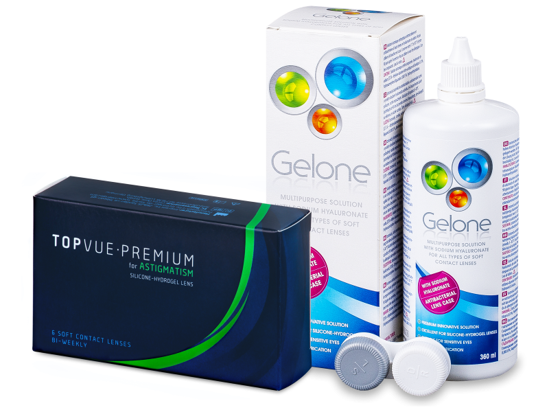 TopVue Premium for Astigmatism (6 lentillas) + Líquido Gelone 360 ml