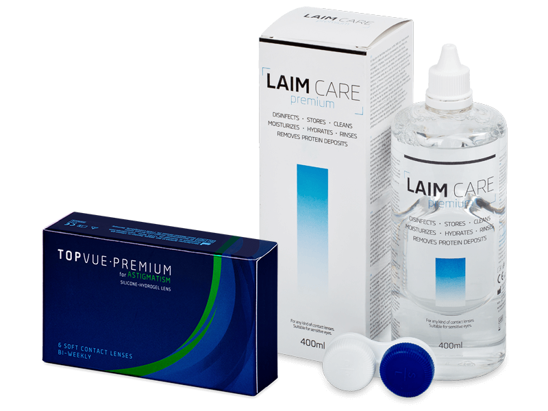 TopVue Premium for Astigmatism (6 lentillas) + Líquido Laim-Care 400 ml