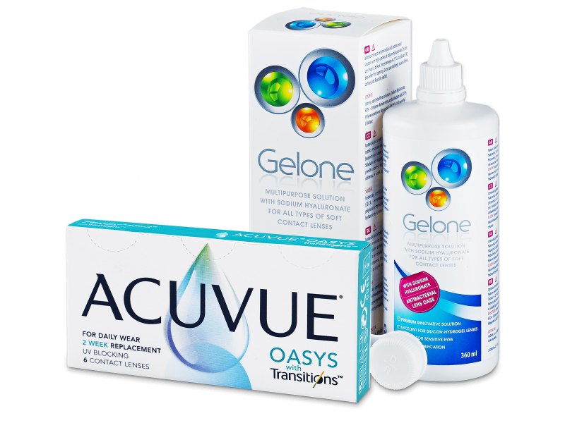 Acuvue Oasys with Transitions (6 lentillas) + líquido Gelone 360 ml