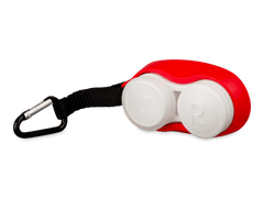Estuche para lentillas con mosquetón - rojo 