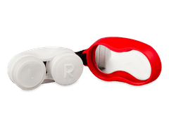 Estuche para lentillas con mosquetón - rojo 