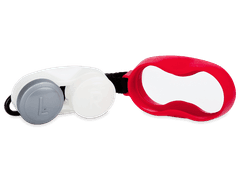 Estuche para lentillas con mosquetón - rojo 